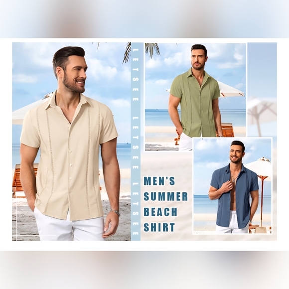 LETSEE Men's Cuban Guayabera Shirt #906 - Picture 10 of 13